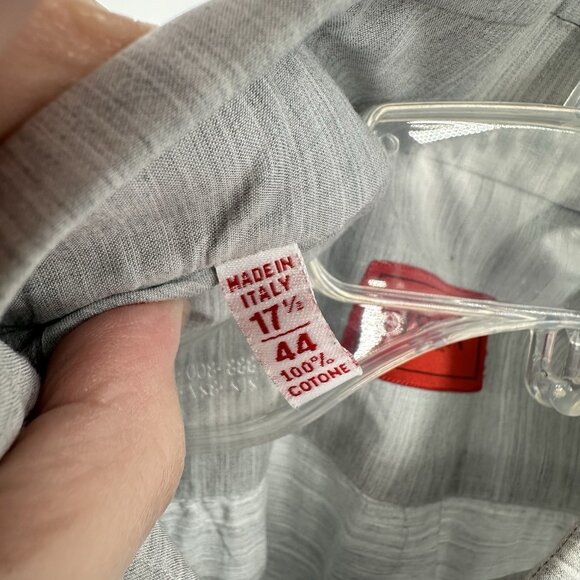 ISAIA NAPOLI dress shirt long sleeve designer made in italy gray 17.5 44 - Picture 8 of 8